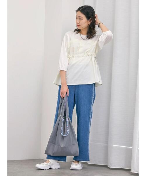 Samansa Mos2 blue（サマンサモスモスブルー）の「◎サイドフリンジデニムパンツ（デニムパンツ・レディース・ブルー/チャコールグレー/ネイビー・F）」の19枚目の写真