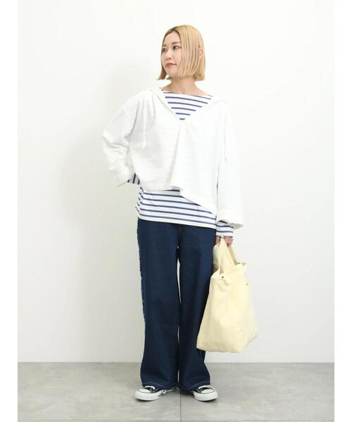 Samansa Mos2 blue（サマンサモスモスブルー）の「◎サイドフリンジデニムパンツ（デニムパンツ・レディース・ブルー/チャコールグレー/ネイビー・F）」の22枚目の写真