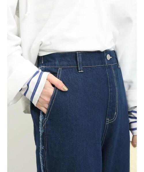 Samansa Mos2 blue（サマンサモスモスブルー）の「◎サイドフリンジデニムパンツ（デニムパンツ・レディース・ブルー/チャコールグレー/ネイビー・F）」の10枚目の写真
