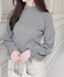 フリル付きグレー系ニットトップス ミックスフリルニットトップ / GRACE CONTINENTAL | GRACE