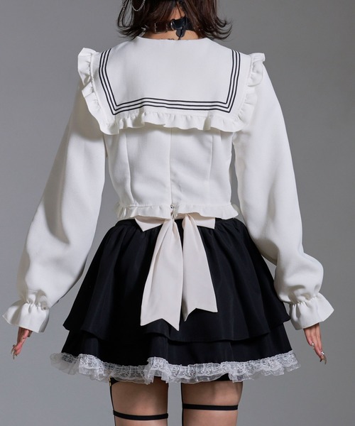 Diable baiser（ディアブルベーゼ）の「セーラーカラーブラウス学生服風セットアップ3点セット（セットアップ・レディース・ホワイト・LARGE/MEDIUM/SMALL）」の13枚目の写真
