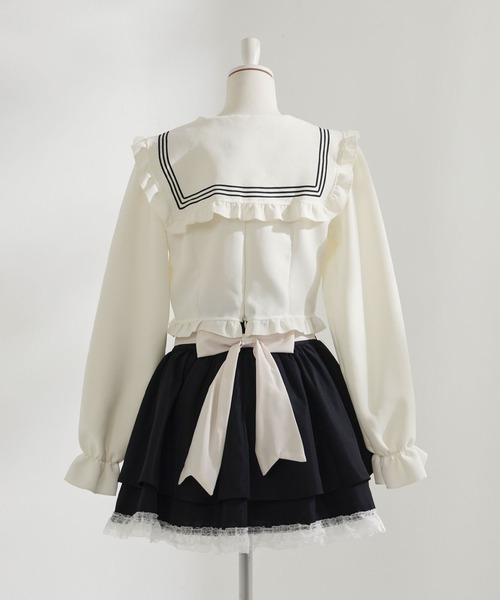 【 riziere 】 3点セット 90 セットアップ　セーラーカラーブラウス セーラーカラーブラウス学生服風セットアップ3点セット 韓国 夢