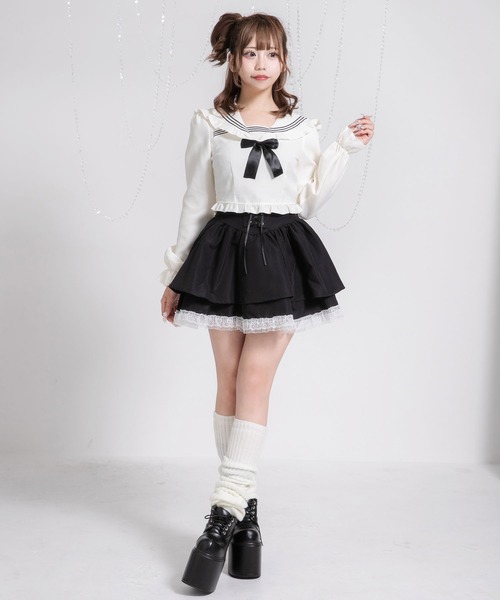 Diable baiser（ディアブルベーゼ）の「セーラーカラーブラウス学生服風セットアップ3点セット（セットアップ・レディース・ホワイト・LARGE/MEDIUM/SMALL）」の21枚目の写真