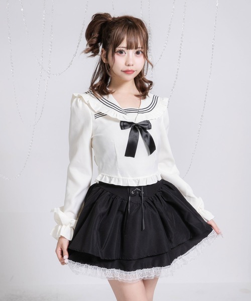 Diable baiser（ディアブルベーゼ）の「セーラーカラーブラウス学生服風セットアップ3点セット（セットアップ・レディース・ホワイト・LARGE/MEDIUM/SMALL）」の20枚目の写真