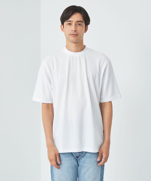 gim（ジム）の「＜gim＞24s リンクス チェック クルーネック Tシャツ -吸水速乾-（Tシャツ/カットソー・メンズ・ブラック/ベージュ/ホワイト・L/S/M）」の9枚目の写真