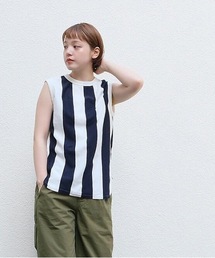 vent blanc（ヴァンブラン）の「vent blanc/ヴァンブラン カノコボーダー コンビ タンクトップ（Tシャツ/カットソー）」