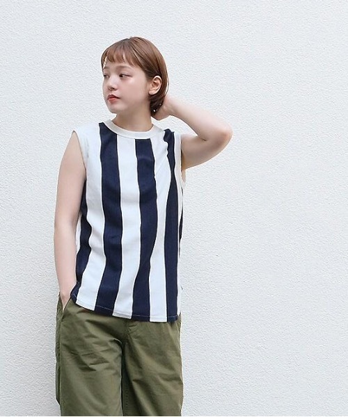 tシャツ vent blanc/ヴァンブラン カノコボーダー コンビ タンクトップ レディース セール】vent blanc/ヴァンブラン カノコボーダー コンビ タンク
