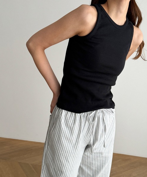 CANAL JEAN（キャナルジーン）の「El mar　リブストレッチアメスリタンク（タンクトップ・レディース・ブラック/ライトカーキ/ホワイト/グレー・ONE SIZE）」の3枚目の写真