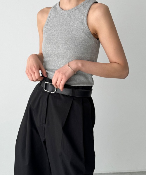 CANAL JEAN（キャナルジーン）の「El mar　リブストレッチアメスリタンク（タンクトップ・レディース・ブラック/ライトカーキ/ホワイト/グレー・ONE SIZE）」の9枚目の写真