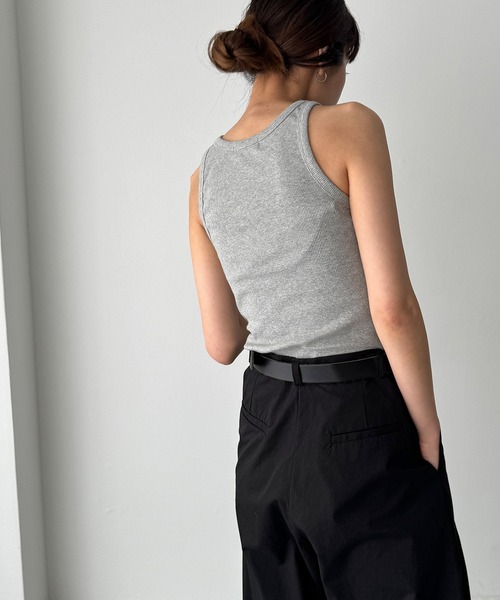 CANAL JEAN（キャナルジーン）の「El mar　リブストレッチアメスリタンク（タンクトップ・レディース・ブラック/ライトカーキ/ホワイト/グレー・ONE SIZE）」の10枚目の写真