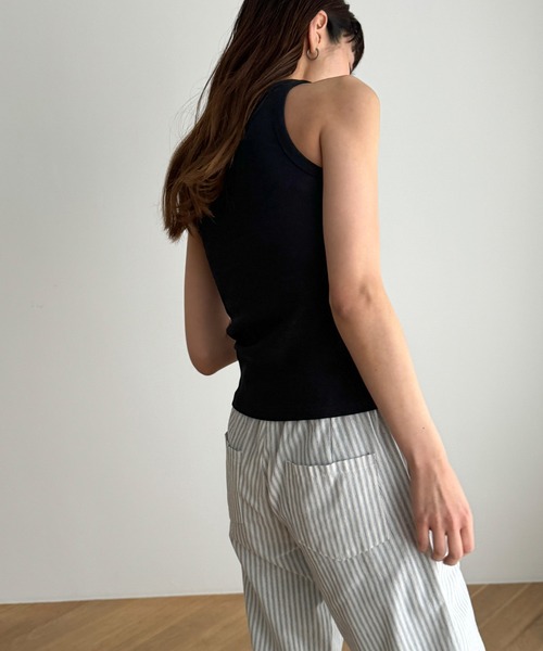 CANAL JEAN（キャナルジーン）の「El mar　リブストレッチアメスリタンク（タンクトップ・レディース・ブラック/ライトカーキ/ホワイト/グレー・ONE SIZE）」の5枚目の写真