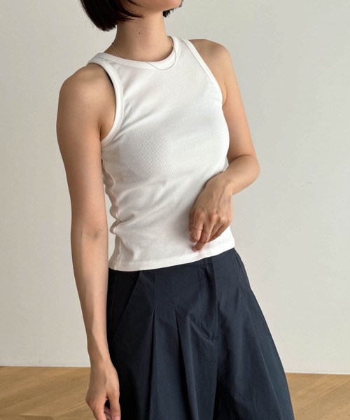 CANAL JEAN（キャナルジーン）の「El mar　リブストレッチアメスリタンク（タンクトップ・レディース・ブラック/ライトカーキ/ホワイト/グレー・ONE SIZE）」の18枚目の写真