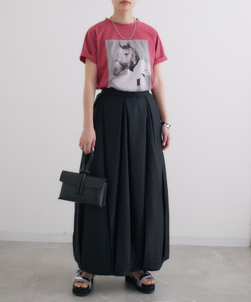 CLOCHE コーティングスカート　レザー風　ブラック　クロシェ CLOCHE 】メランジスラブスカート | valance 福井｜レディース