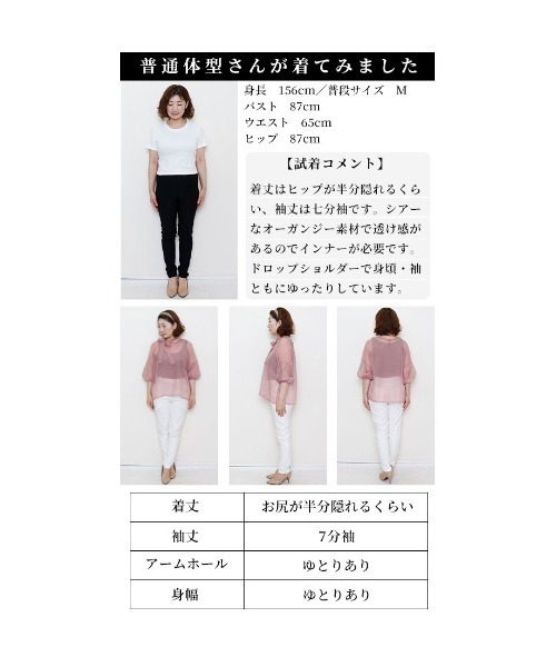 Sawa a la mode(サワアラモード)の「シアーシャツブラウス(シャツ/ブラウス・レディース・ピンク・FREE)」の3枚目の写真
