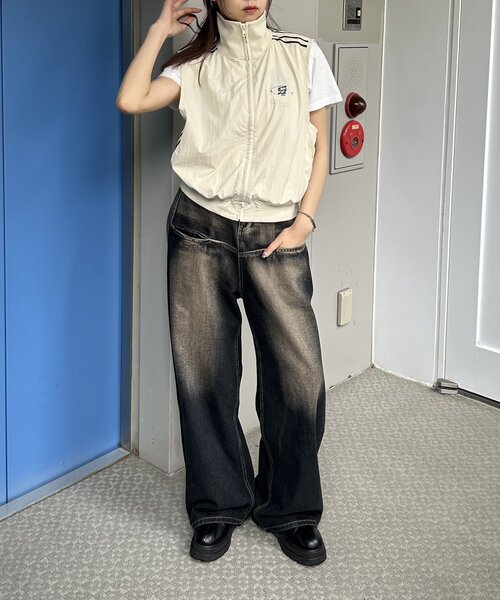 WHO'S WHO gallery（フーズフーギャラリー）の「【SLOPPY/スロッピー】Sロゴナイロントラックベスト /セットアップ対応可能（ベスト・レディース・ネイビー/ライトグレー/アイボリー/ブラック・FREE）」の9枚目の写真