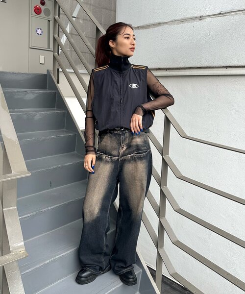 WHO'S WHO gallery（フーズフーギャラリー）の「【SLOPPY/スロッピー】Sロゴナイロントラックベスト /セットアップ対応可能（ベスト・レディース・ネイビー/ライトグレー/アイボリー/ブラック・FREE）」の7枚目の写真