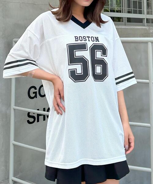 INGNI（イング）の「ナンバリングメッシュチュニック（Tシャツ/カットソー・レディース・ネイビー/ブラック/オフホワイト・M）」の7枚目の写真