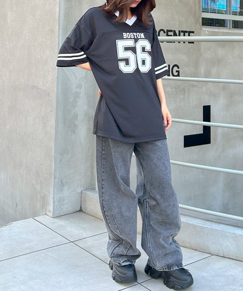 INGNI（イング）の「ナンバリングメッシュチュニック（Tシャツ/カットソー・レディース・ネイビー/ブラック/オフホワイト・M）」の14枚目の写真