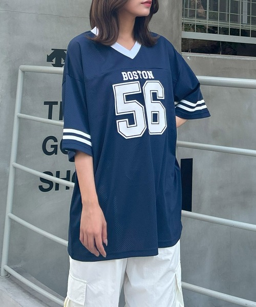INGNI（イング）の「ナンバリングメッシュチュニック（Tシャツ/カットソー・レディース・ネイビー/ブラック/オフホワイト・M）」の19枚目の写真