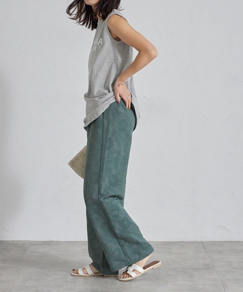 each（イーチ）の「【日本製】ボタニカル柄コットンワイドパンツ（その他パンツ・レディース・ブラック/ネイビー/グリーン・FREE）」の8枚目の写真