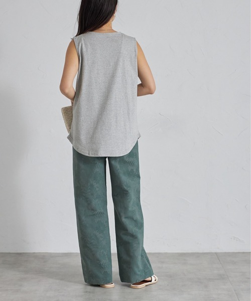 each（イーチ）の「【日本製】ボタニカル柄コットンワイドパンツ（その他パンツ・レディース・ブラック/ネイビー/グリーン・FREE）」の9枚目の写真