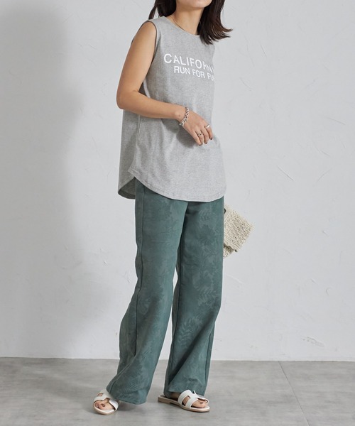 each（イーチ）の「【日本製】ボタニカル柄コットンワイドパンツ（その他パンツ・レディース・ブラック/ネイビー/グリーン・FREE）」の10枚目の写真