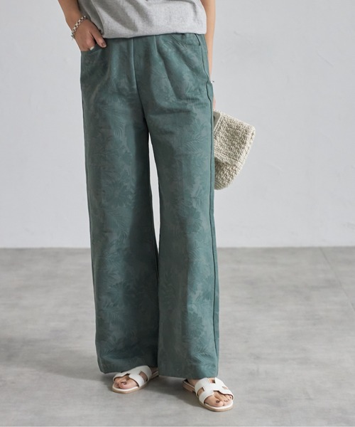 each（イーチ）の「【日本製】ボタニカル柄コットンワイドパンツ（その他パンツ・レディース・ブラック/ネイビー/グリーン・FREE）」の4枚目の写真