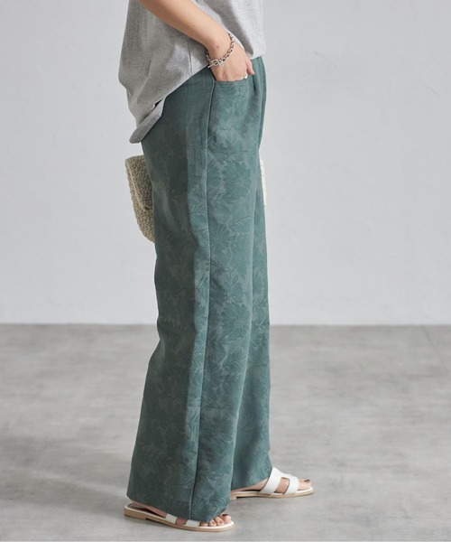 each（イーチ）の「【日本製】ボタニカル柄コットンワイドパンツ（その他パンツ・レディース・ブラック/ネイビー/グリーン・FREE）」の6枚目の写真