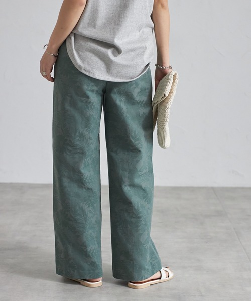 each（イーチ）の「【日本製】ボタニカル柄コットンワイドパンツ（その他パンツ・レディース・ブラック/ネイビー/グリーン・FREE）」の5枚目の写真