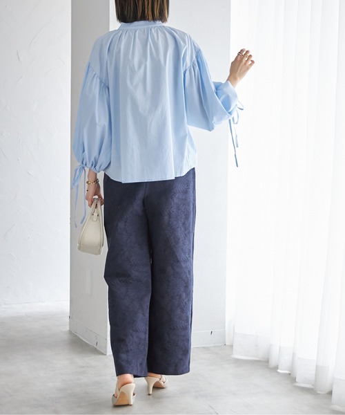 each（イーチ）の「【日本製】ボタニカル柄コットンワイドパンツ（その他パンツ・レディース・ブラック/ネイビー/グリーン・FREE）」の15枚目の写真