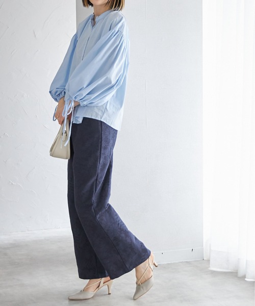 each（イーチ）の「【日本製】ボタニカル柄コットンワイドパンツ（その他パンツ・レディース・ブラック/ネイビー/グリーン・FREE）」の16枚目の写真