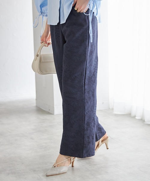 each（イーチ）の「【日本製】ボタニカル柄コットンワイドパンツ（その他パンツ・レディース・ブラック/ネイビー/グリーン・FREE）」の12枚目の写真