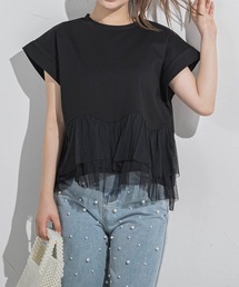 【気映えトップス】チュールドッキングトップス≪洗濯機で洗える≫