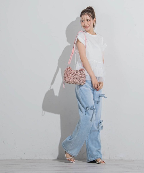 VICKY（ビッキー）の「【気映えトップス】チュールドッキングトップス≪洗濯機で洗える≫（Tシャツ/カットソー・レディース・グリーン/ブラック/ホワイト・M）」の8枚目の写真