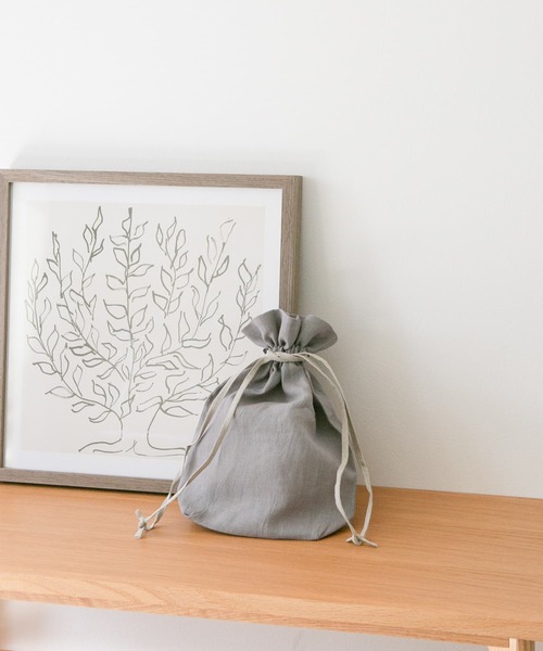 WEB限定』『別注』miiThaaii×DOORS バイカラーリネン巾着M（ポーチ