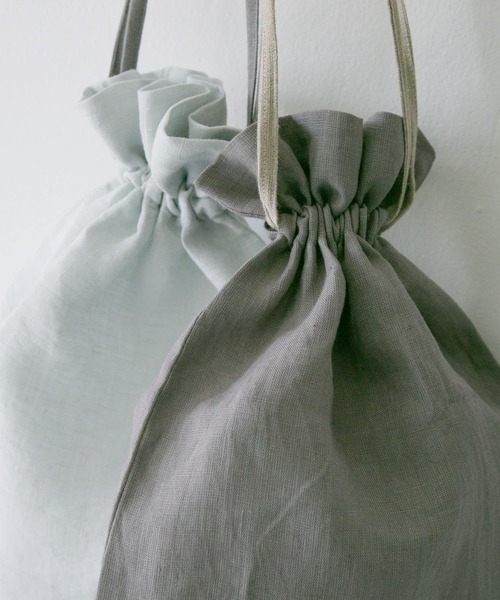 WEB限定』『別注』miiThaaii×DOORS バイカラーリネン巾着M（ポーチ