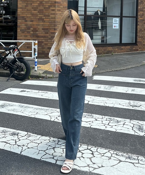 RiLi（リリ）の「キラキラスタッズデニム【RL】（デニムパンツ・レディース・ブルー・M/S/XS）」の10枚目の写真