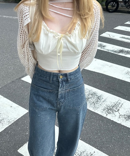 RiLi（リリ）の「キラキラスタッズデニム【RL】（デニムパンツ・レディース・ブルー・M/S/XS）」の8枚目の写真