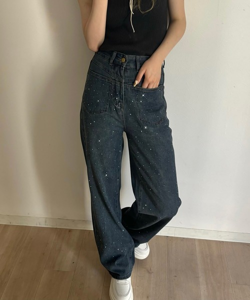 RiLi（リリ）の「キラキラスタッズデニム【RL】（デニムパンツ・レディース・ブルー・M/S/XS）」の2枚目の写真