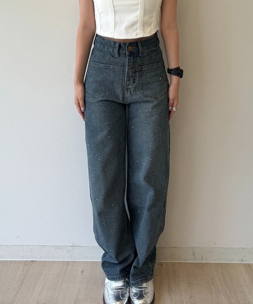 RiLi（リリ）の「キラキラスタッズデニム【RL】（デニムパンツ・レディース・ブルー・M/S/XS）」の13枚目の写真