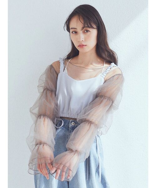 earth music&ecology(アースミュージックアンドエコロジー)の「袖デザインシアープルオーバー(Tシャツ/カットソー・レディース・サックスブルー/グレイッシュベージュ/ブラック/アイボリー・FREE)」の6枚目の写真