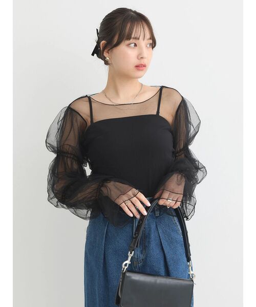 earth music&ecology(アースミュージックアンドエコロジー)の「袖デザインシアープルオーバー(Tシャツ/カットソー・レディース・サックスブルー/グレイッシュベージュ/ブラック/アイボリー・FREE)」の10枚目の写真