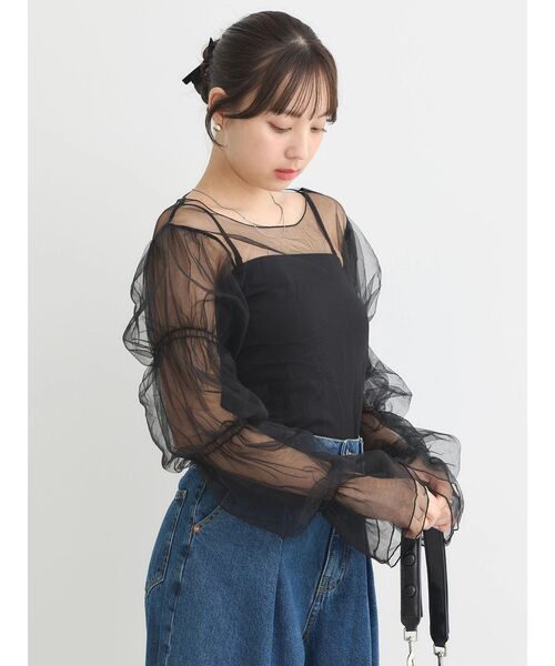 earth music&ecology(アースミュージックアンドエコロジー)の「袖デザインシアープルオーバー(Tシャツ/カットソー・レディース・サックスブルー/グレイッシュベージュ/ブラック/アイボリー・FREE)」の12枚目の写真
