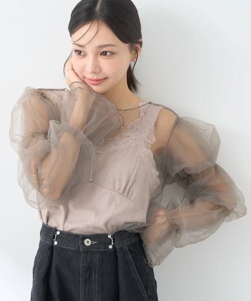 earth music&ecology(アースミュージックアンドエコロジー)の「袖デザインシアープルオーバー(Tシャツ/カットソー・レディース・サックスブルー/グレイッシュベージュ/ブラック/アイボリー・FREE)」の3枚目の写真