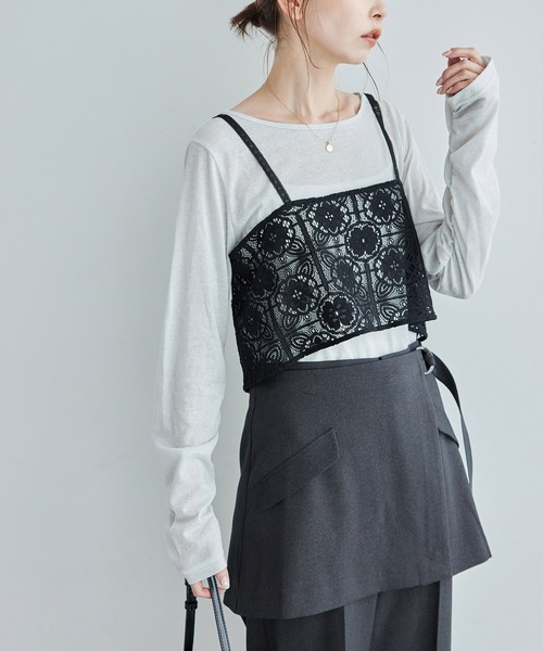 ROPE' PICNIC（ロペピクニック）の「レイヤードレースビスチェ（キャミソール・レディース・ブラック/オフホワイト/イエロー系その他3・FREE）」の3枚目の写真