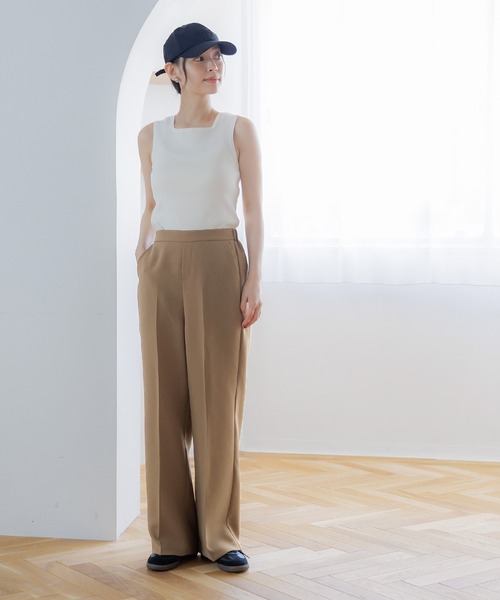 coca(coca)(コカ)の「センタープレスワイドパンツ(その他パンツ・レディース・ブラウン/ライトベージュ/ブラック・S/M/L)」の4枚目の写真