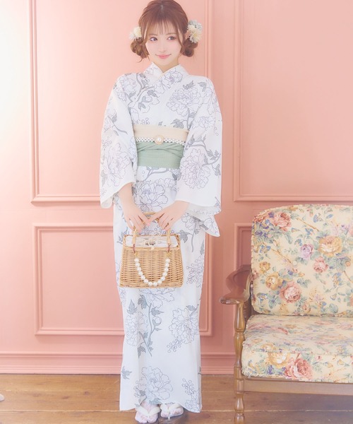 Retica(レティカ)の「浴衣 ワンピース セット セパレート 線画 フラワー ゆかた3点セット 浴衣羽織 ワンピース 兵児帯 かわいい キャミワンピース(浴衣・レディース・ピンク/クリーム・FREE)」の21枚目の写真
