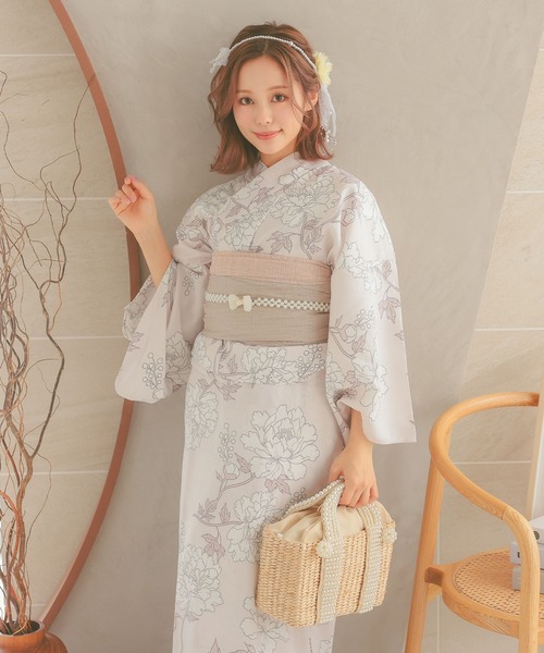Retica(レティカ)の「浴衣 ワンピース セット セパレート 線画 フラワー ゆかた3点セット 浴衣羽織 ワンピース 兵児帯 かわいい キャミワンピース(浴衣・レディース・ピンク/クリーム・FREE)」の11枚目の写真