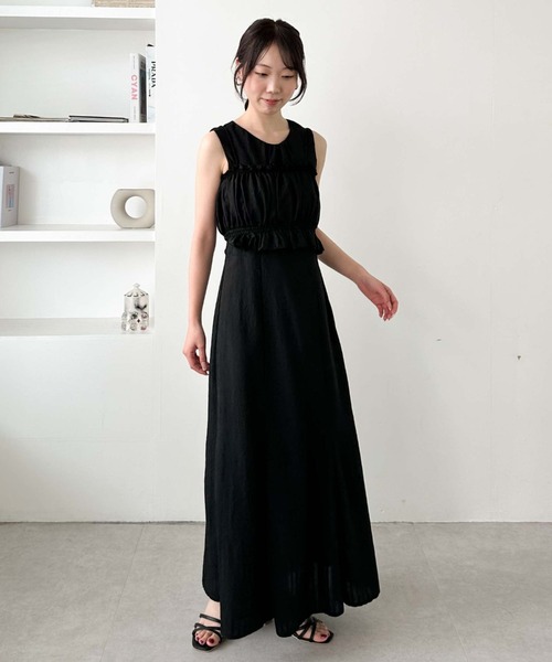 archives（アルシーヴ）の「ストライプノースリワンピース×ビスチェ