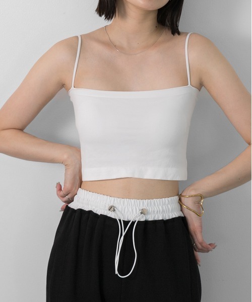 ad thie(アドティエ)の「カップ付ブラトップキャミ(キャミソール・レディース・オフホワイト/ブラック/グレー・FREE)」の1枚目の写真